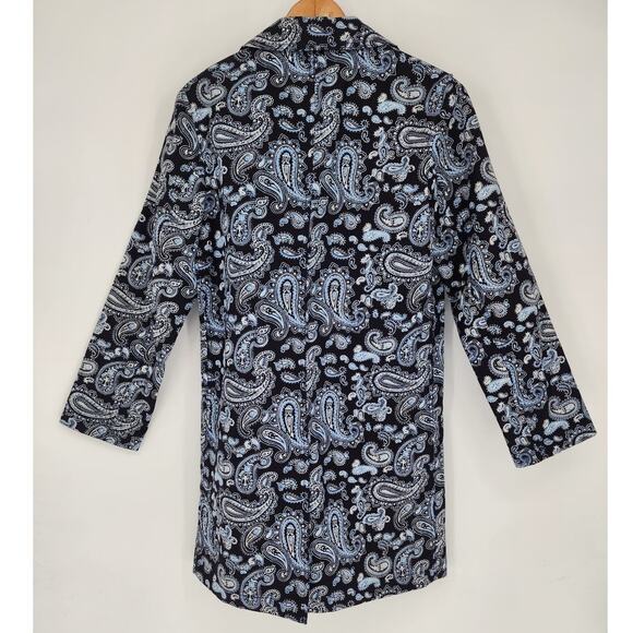 Michael Kors Navy Blue Paisley Trench Coat Women’s Size Small - Picture 3 of 9